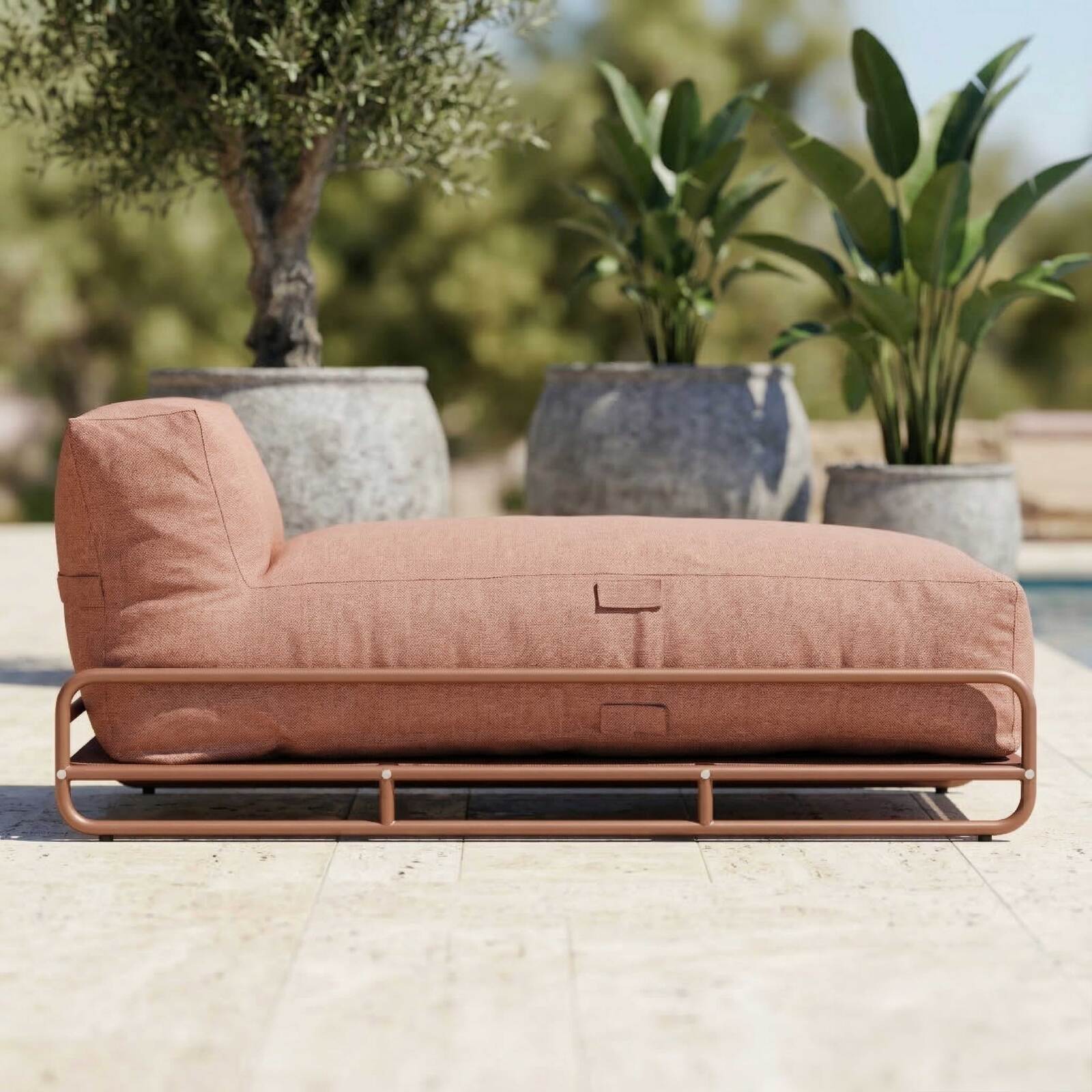 Méridienne pour salon de jardin modulable avec structure