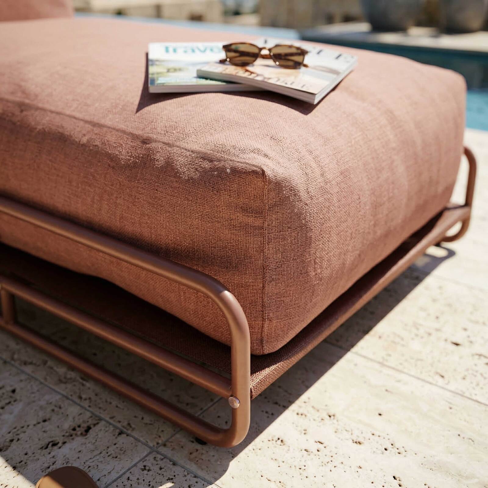 Méridienne pour salon de jardin modulable avec structure