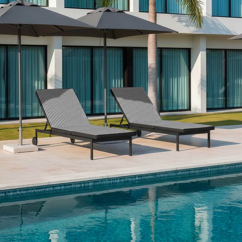 Coussin extérieur pour bain de soleil 186 x 53 cm - Lot de 2