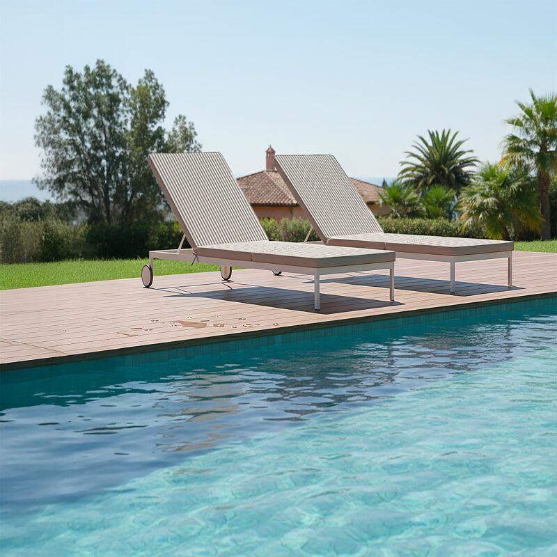 Coussin extérieur pour bain de soleil 186 x 53 cm - Lot de 2