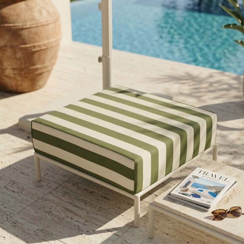 Pouf rayé pour salon de jardin modulable