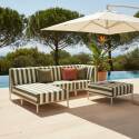 Pouf rayé pour salon de jardin modulable