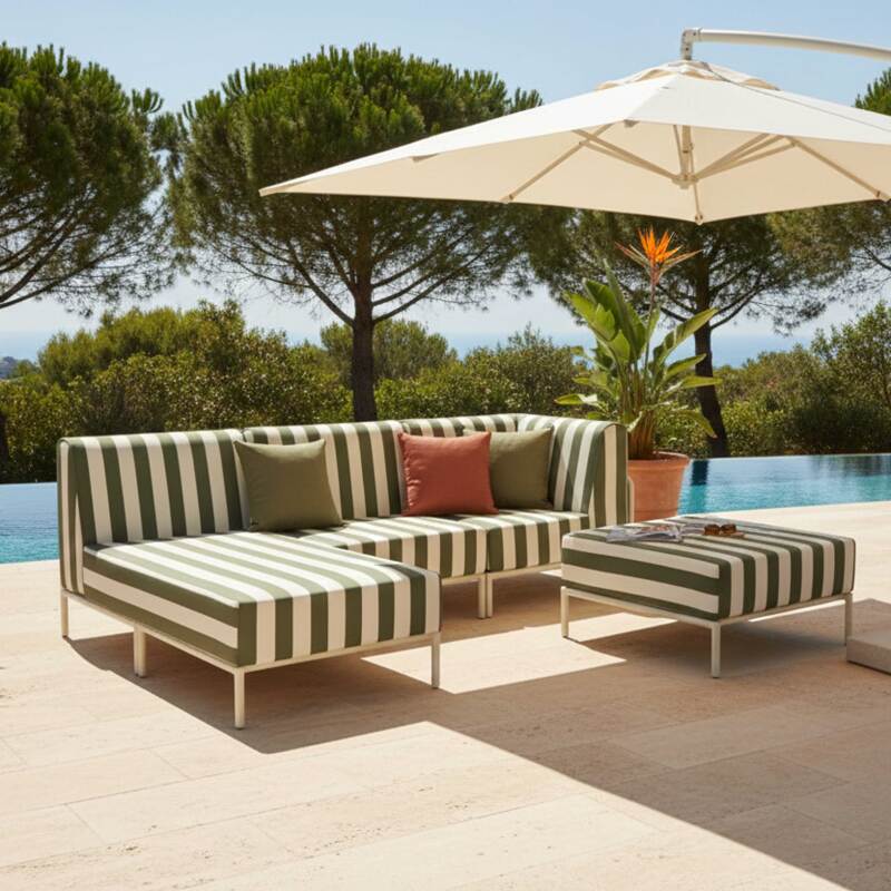 Pouf rayé pour salon de jardin modulable (5/6)