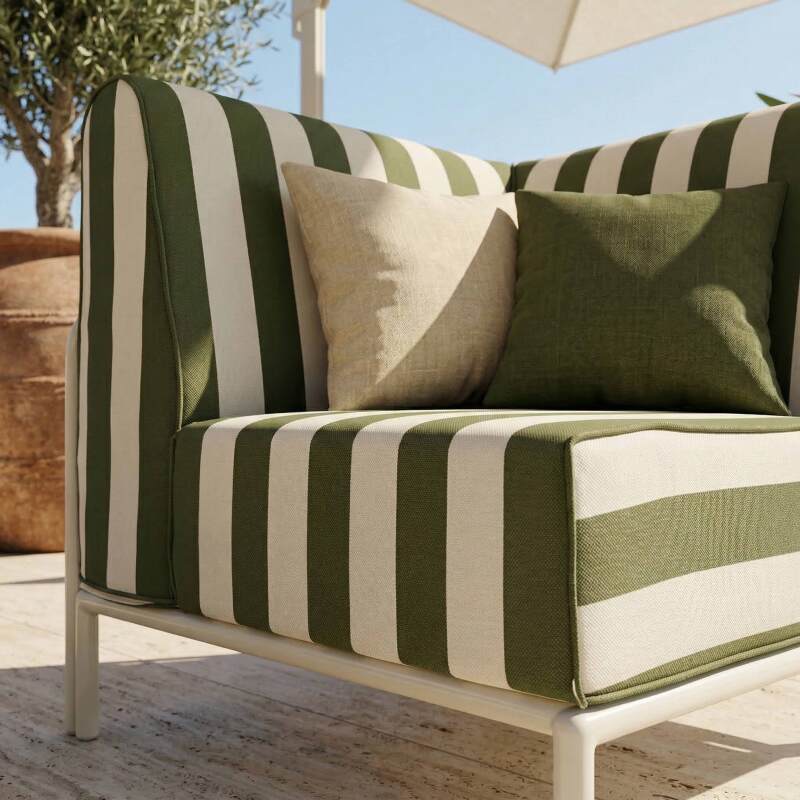 Fauteuil d'angle rayé pour salon de jardin modulable (2/8)