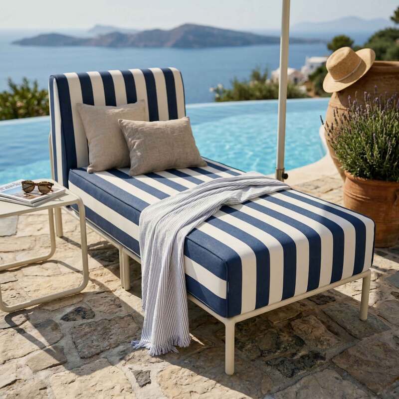 Méridienne rayée pour salon de jardin modulable  (2/8)