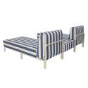 Salon de jardin modulable rayé 3 places avec 2 méridiennes et 1 pouf