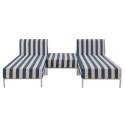 Salon de jardin modulable rayé 3 places avec 2 méridiennes et 1 pouf
