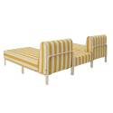 Salon de jardin modulable rayé 3 places avec 2 méridiennes et 1 pouf