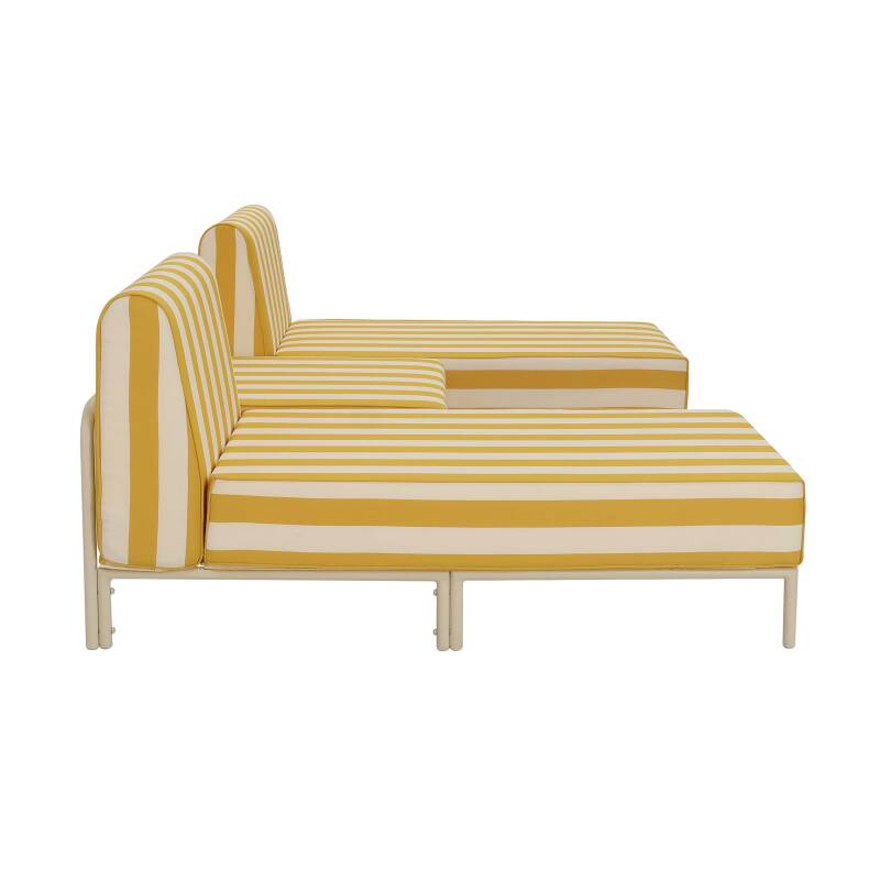 Salon de jardin modulable rayé 3 places avec 2 méridiennes et 1 pouf (6/7)