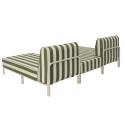 Salon de jardin modulable rayé 3 places avec 2 méridiennes et 1 pouf
