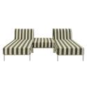 Salon de jardin modulable rayé 3 places avec 2 méridiennes et 1 pouf
