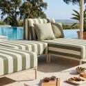 Salon de jardin modulable rayé 3 places avec 2 méridiennes et 1 pouf