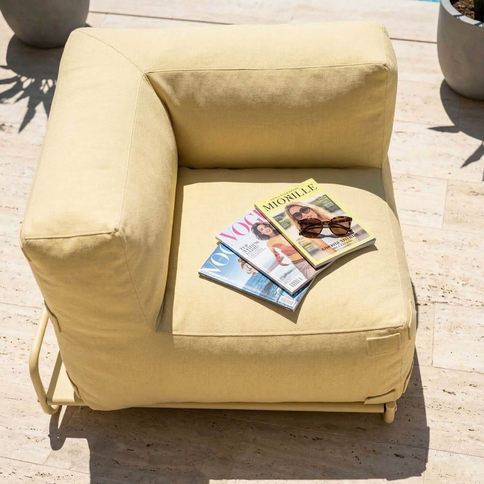 Fauteuil d'angle pour salon de jardin modulable avec structure
