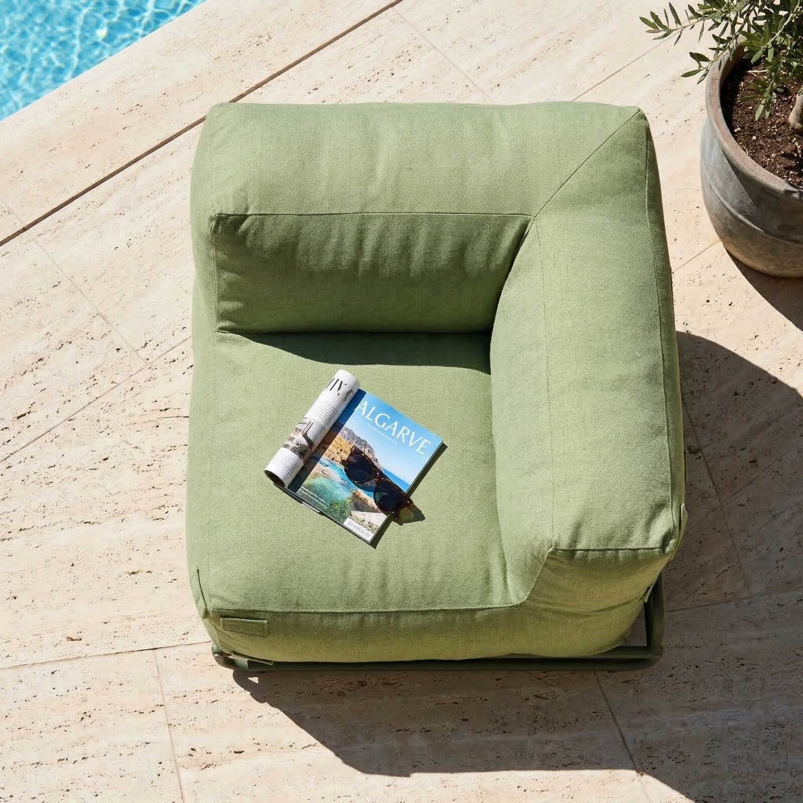 Fauteuil d'angle pour salon de jardin modulable avec structure