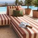 Salon de jardin modulable rayé 3 places avec 2 méridiennes et 1 pouf