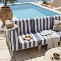 Salon de jardin modulable rayé 3 places avec 1 chauffeuse et 2 fauteuils d'angle