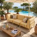 Salon de jardin modulable rayé 3 places avec 1 chauffeuse et 2 fauteuils d'angle