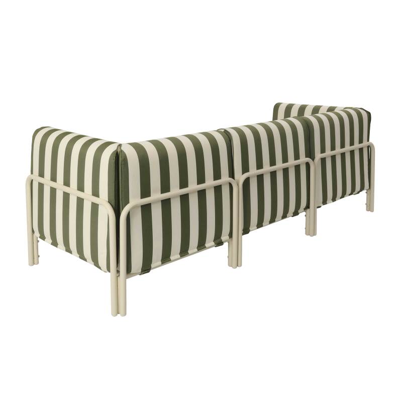 Salon de jardin modulable rayé 3 places avec 1 chauffeuse et 2 fauteuils d'angle (4/9)