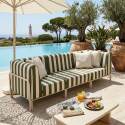 Salon de jardin modulable rayé 3 places avec 1 chauffeuse et 2 fauteuils d'angle