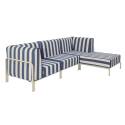 Salon de jardin modulable rayé 4 places avec 1 chauffeuse, 2 fauteuils d'angle et un pouf