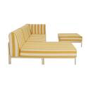Salon de jardin modulable rayé 4 places avec 1 chauffeuse, 1 fauteuil d'angle, 1 méridienne et 1 pouf
