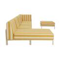 Salon de jardin modulable rayé 5 places avec 2 chauffeuses, 1 fauteuil d'angle, 1 méridienne et 1 pouf