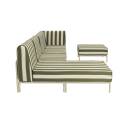 Salon de jardin modulable rayé 5 places avec 2 chauffeuses, 1 fauteuil d'angle, 1 méridienne et 1 pouf