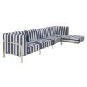 Salon de jardin modulable rayé 5 places avec 2 chauffeuses, 2 fauteuils d'angle et un pouf
