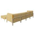 Salon de jardin modulable rayé 5 places avec 2 chauffeuses, 2 fauteuils d'angle et un pouf