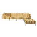 Salon de jardin modulable rayé 5 places avec 2 chauffeuses, 2 fauteuils d'angle et un pouf
