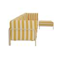Salon de jardin modulable rayé 5 places avec 2 chauffeuses, 2 fauteuils d'angle et un pouf