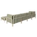 Salon de jardin modulable rayé 5 places avec 2 chauffeuses, 2 fauteuils d'angle et un pouf