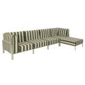 Salon de jardin modulable rayé 5 places avec 2 chauffeuses, 2 fauteuils d'angle et un pouf