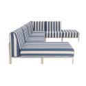 Salon de jardin modulable rayé 6 places avec 3 chauffeuses, 1 fauteuil d'angle, 1 méridienne et 1 pouf