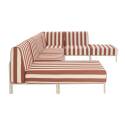 Salon de jardin modulable rayé 6 places avec 3 chauffeuses, 1 fauteuil d'angle, 1 méridienne et 1 pouf