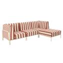 Salon de jardin modulable rayé 4 places avec 1 chauffeuse, 2 fauteuils d'angle et un pouf