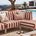 Salon de jardin modulable rayé 4 places avec 1 chauffeuse, 2 fauteuils d'angle et un pouf