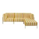 Salon de jardin modulable rayé 4 places avec 1 chauffeuse, 2 fauteuils d'angle et un pouf