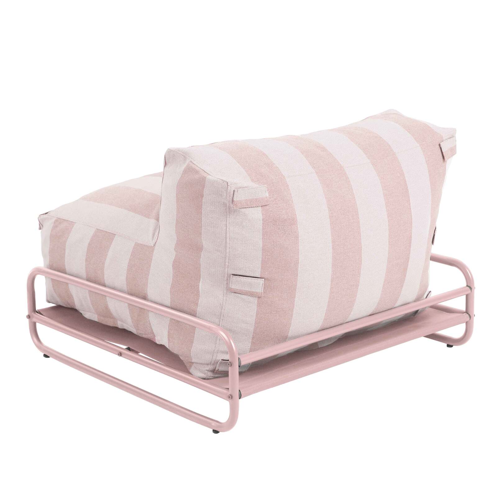 Chauffeuse rayée pour salon de jardin modulable avec structure
