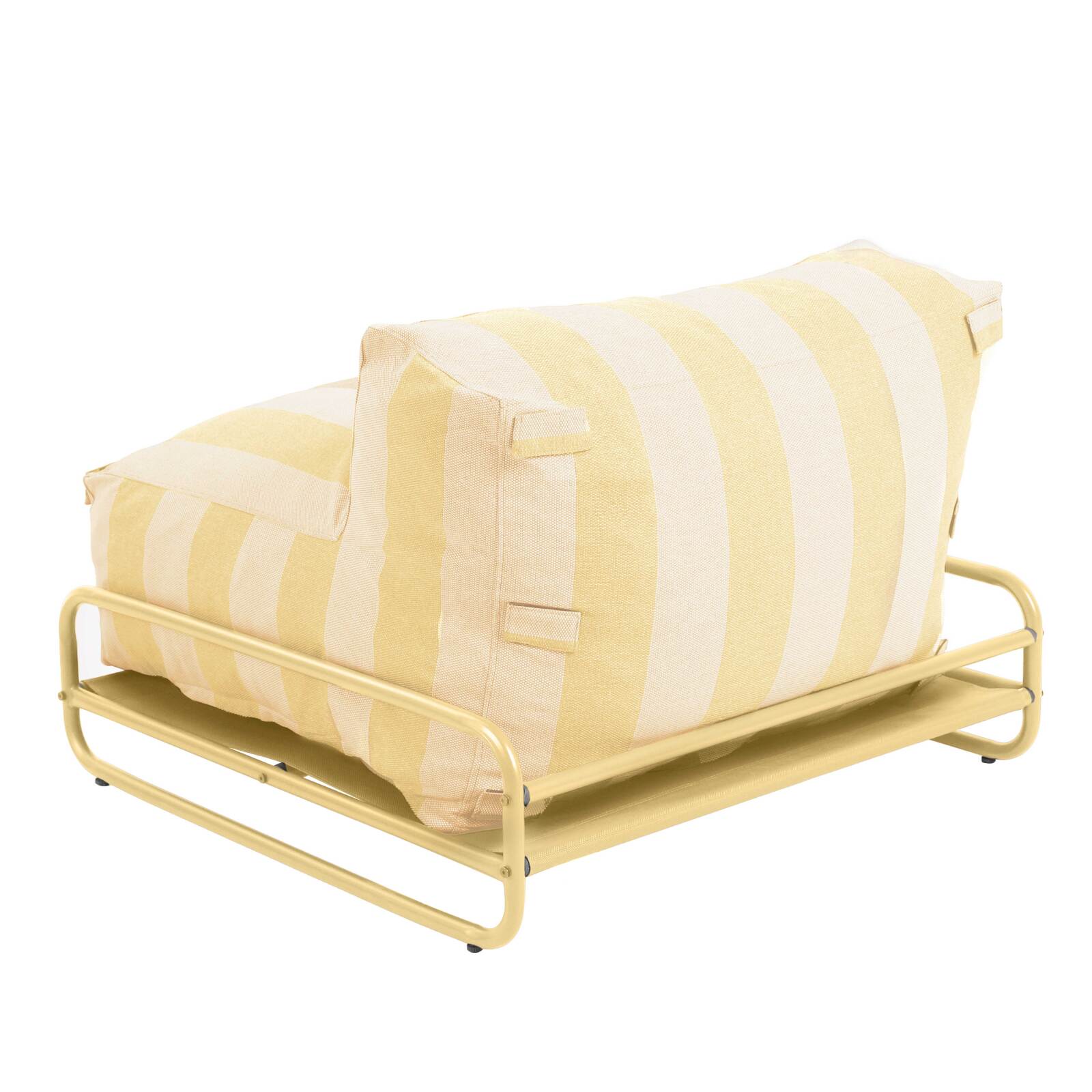 Chauffeuse rayée pour salon de jardin modulable avec structure