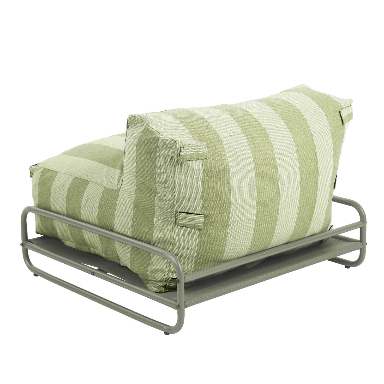 Chauffeuse rayée pour salon de jardin modulable avec structure