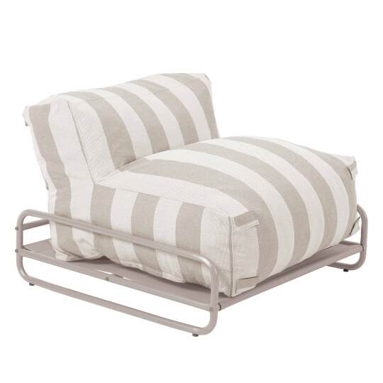 Chauffeuse rayée pour salon de jardin modulable avec structure | Oviala