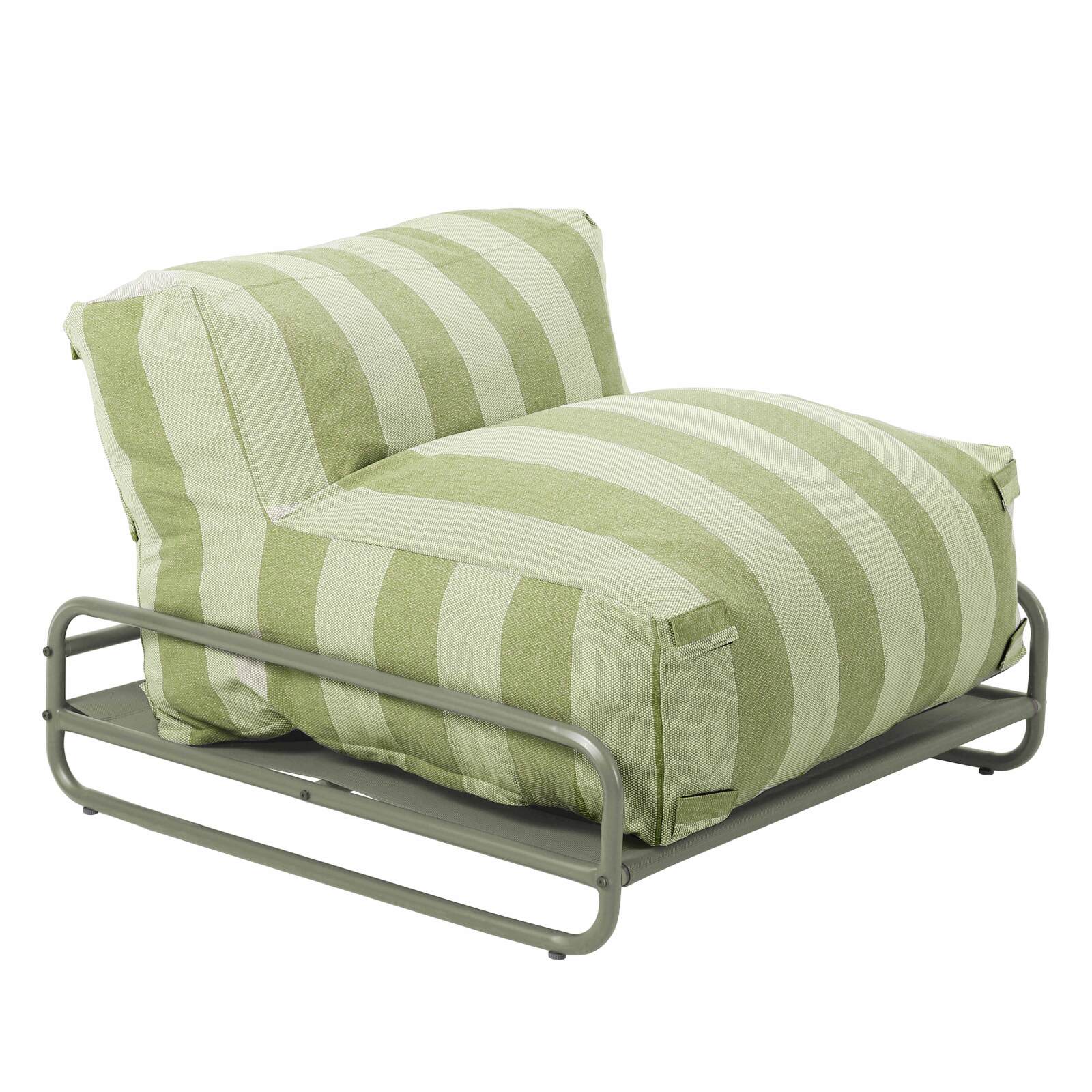 Chauffeuse rayée pour salon de jardin modulable avec structure