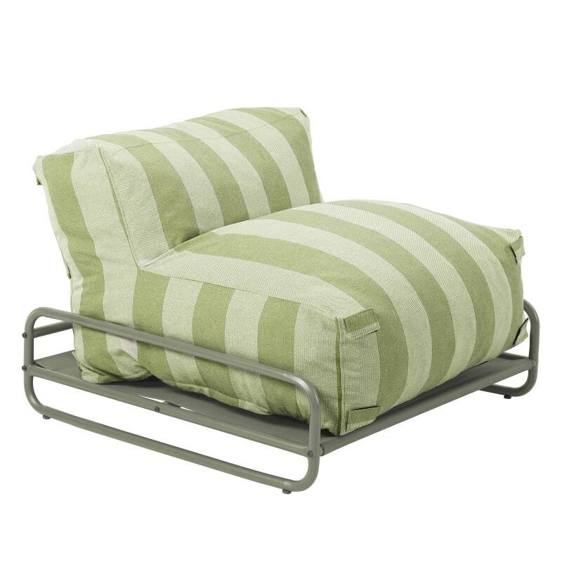 Chauffeuse rayée pour salon de jardin modulable avec structure