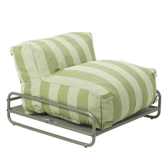 Chauffeuse rayée pour salon de jardin modulable avec structure