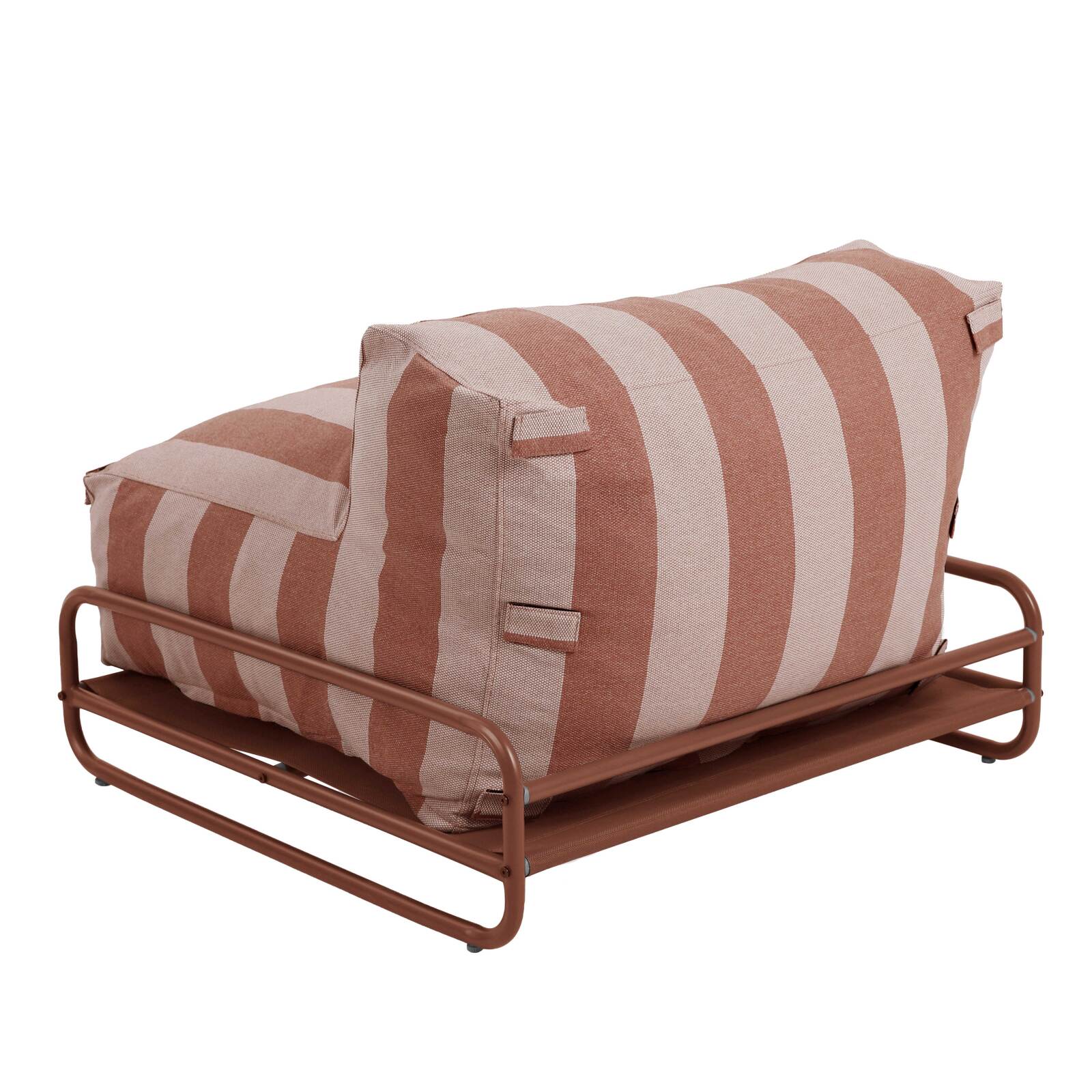 Chauffeuse rayée pour salon de jardin modulable avec structure