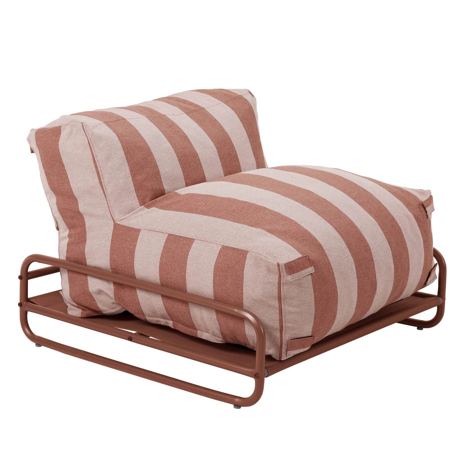 Chauffeuse rayée pour salon de jardin modulable avec structure