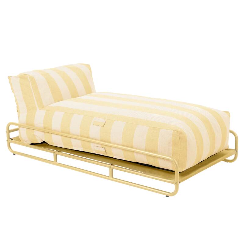 Méridienne modulable rayée pour salon de jardin avec structure