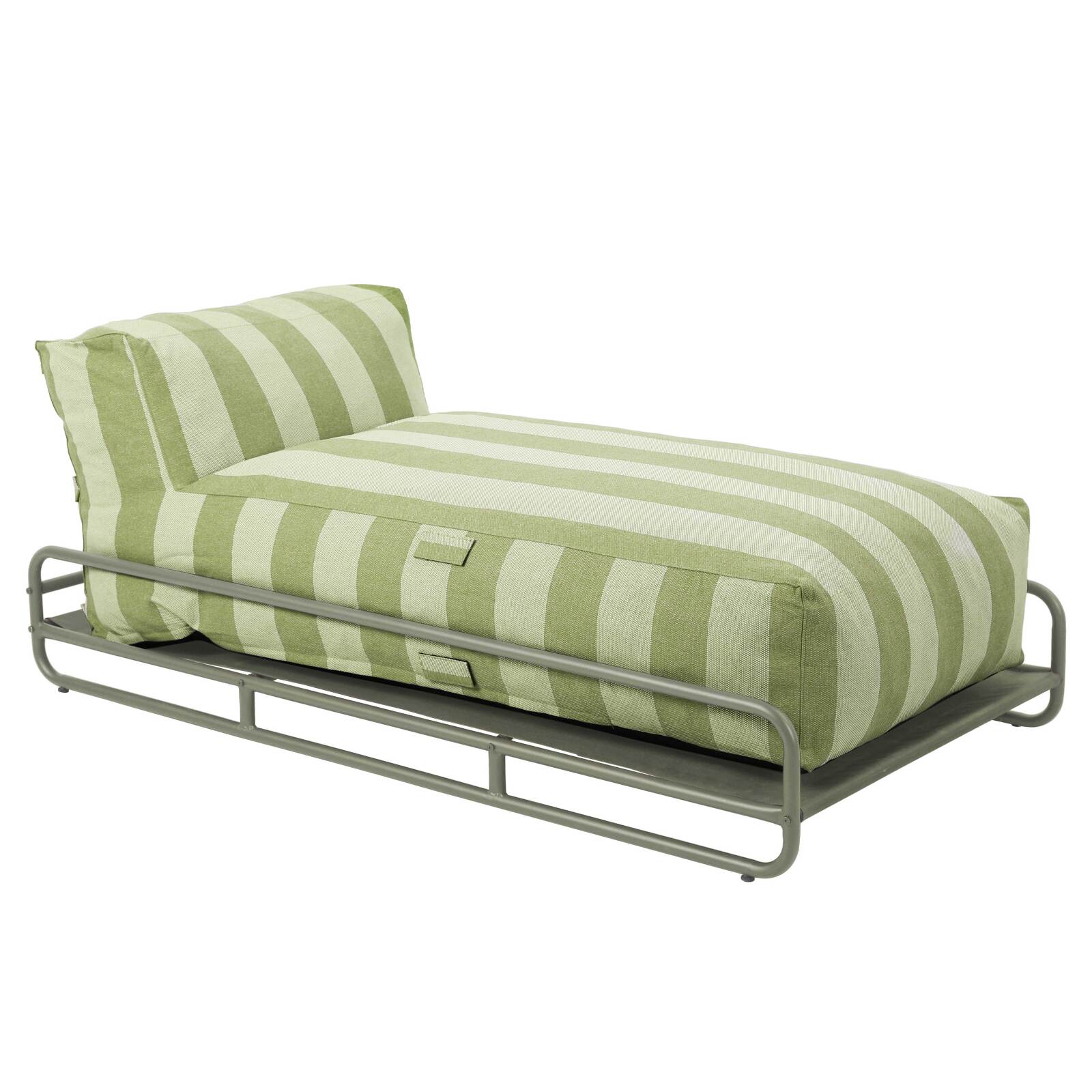 Méridienne modulable rayée pour salon de jardin avec structure