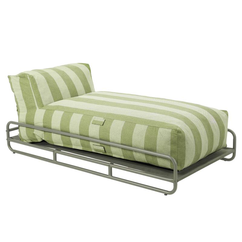 Méridienne modulable rayée pour salon de jardin avec structure